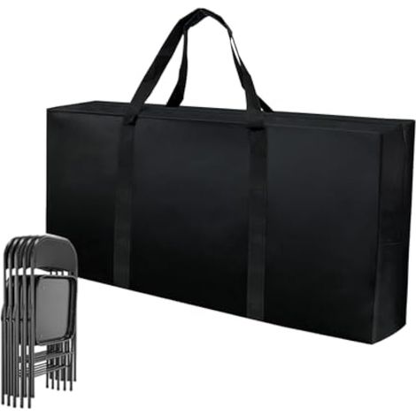 Grand sac de rangement pour chaise pliante robuste en plastique avec fermeture éclair robuste et poignée - 102,9 x 31,8 x 50,8 cm (L x l x H) - Housse de chaise pliable pour intérieur et (1/5)
