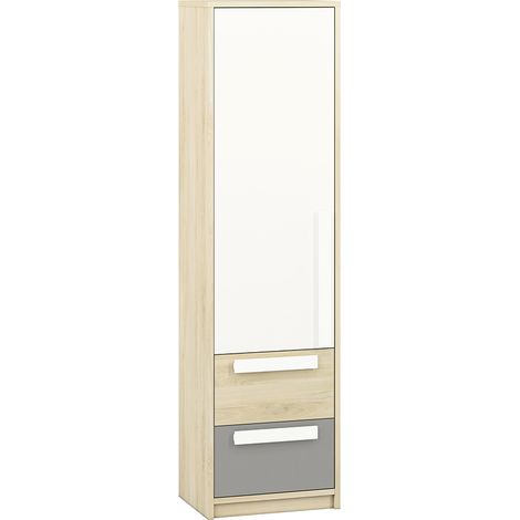 Kinderzimmer Wäscheschrank Fjord Buche Nb. DARDA-131 mit Fronten in weiß und platingrau, B/H/T: ca. 55/199/40 cm (1/5)