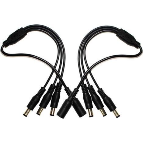 2-Pack 1 vers 3 Voies Port DC Power Splitter câble Pigtail pour caméra de vidéosurveillance DVR NVR Bande Eclairage DC 5.5mm x 2.1mm (1/5)