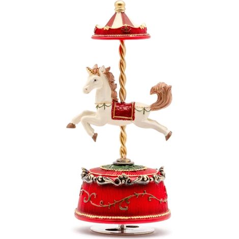 Carillon rosso e bianco con cavalluccio, decorazione da h 20 cm