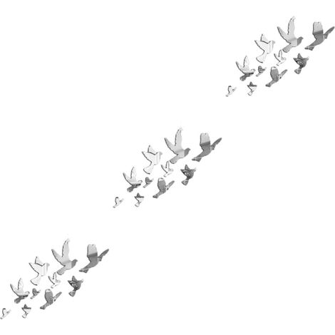 Lot De 3 Miroirs Muraux Autocollants En Acrylique Motif Oiseau Argenté Installation Facile Décoration Dintérieur (1/5)