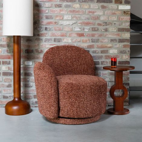 Fauteuil pivotant 77x79x78 cm en tissu bordeaux (1/5)