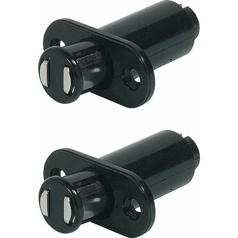 Loqueteau magnétique noir pour porte en verre – 2x aimant rond – Plastique et métal – Pour placards et meubles TV (1/2)