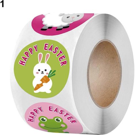 500 étiquettes autocollantes rondes pour Pâques, en papier adhésif résistant, brillantes et élégantes, pour accessoires de bureau.-1