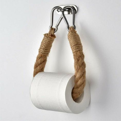 Porte-Papier Toilette,Porte-Serviette en Corde de Chanvre pour Salle de Bain et Cuisine Porte-Papier Salle de Bain Support de Rouleau de Serviette Toilette (Yellow) (1/5)