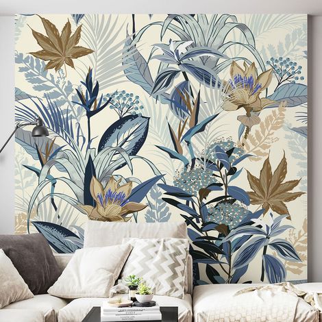 Papier peint panoramique - Plantes Tropicales - 130 cm x 130 cm (1/4)