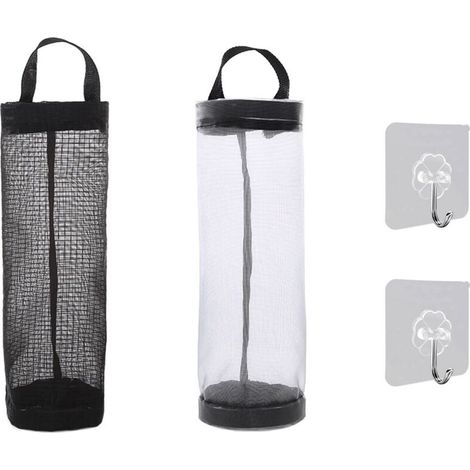 Support de Sac en Plastique, Organisateur de Sac en Filet Suspendu, Distributeur de Sac D'épicerie Pliant, Rangement pour Sac Poubelle, avec Crochets Aide de Cuisine à Domicile (1/5)