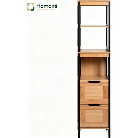 Schwarzes Bücherregal mit Stauraum aus schwarzem Holz 30 x 30 x 144 cm HOMAIRE (1/5)