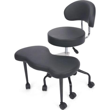 Chaise de bureau réglable en hauteur avec support lombaire, Noir (1/5)
