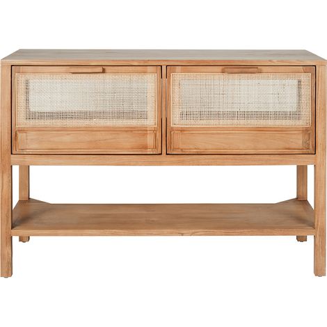 Mobile da bagno in legno massello di teak e intreccio in rattan L120 cm RIVO (1/5)