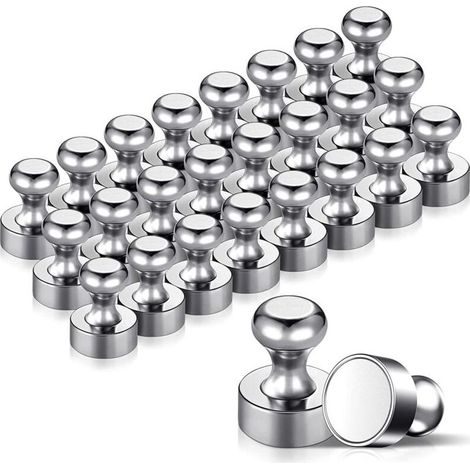 Lot de 24 aimants puissants 12x16mm – Acier inoxydable – Capacité jusqu'à 20 feuilles A4 – Boîte de rangement incluse - 24PCS