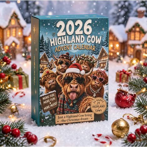 Calendrier de l'Avent Vache des Highlands 2026, 24 figurines, décorations de Noël, coffret cadeau (1/4)