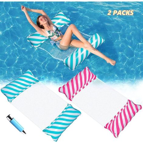 Hamac flottant (lot de 2), hamac gonflable 4 en 1 pour piscine, hamac flottant pliable ultraléger, chaise longue.-AquaForge (1/5)