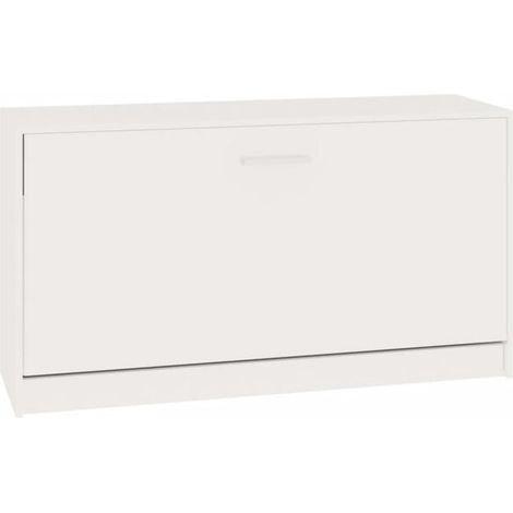 Tabouret à chaussures blanc brillant, 80x24x45 cm, bois d'ingénierie. (1/5)