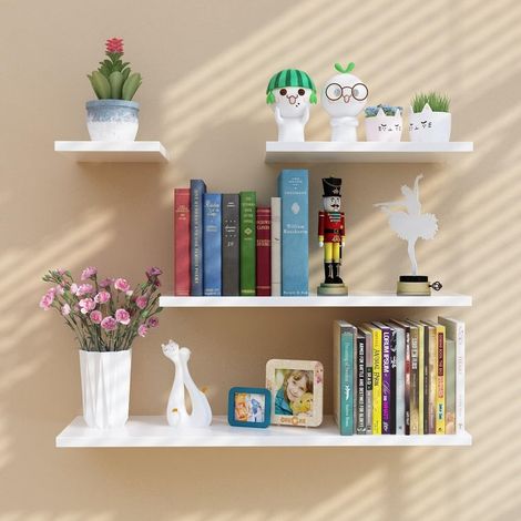TrAdE Shop Traesio - Set Di 4 Mensole Minimaliste Da Parete Per Arredare Cucina Bagno Soggiorno Camera Da Letto - (1/4)