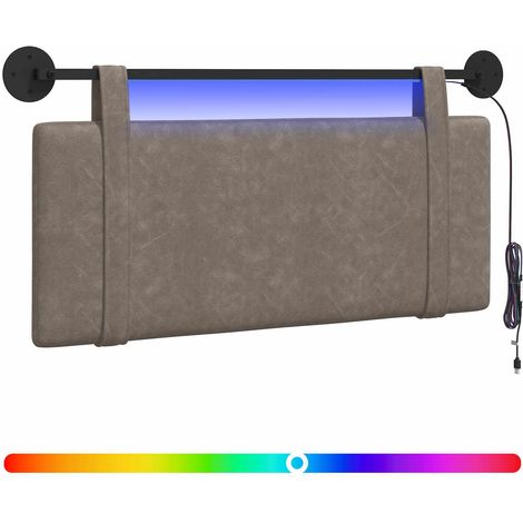 Testiera Testata del letto sospesa Con luce LED Grigio PU Antico (1/5)