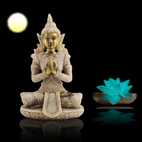 Statue de Bouddha sculptée à la main en grès, 11 x 6,5 x 4 cm, objet de décoration pour la maison (1/5)