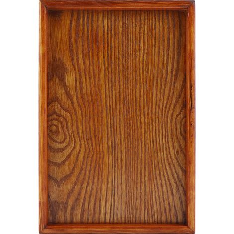 Plateau en bois rectangulaire pour service de thé, collations et rangement alimentaire, 30x20 cm, idéal pour hôtel et maison.