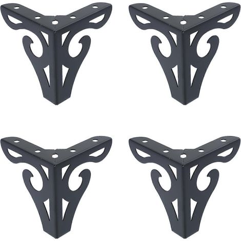 Pieds de meubles en métal, pieds de table en fer forgé, robustes et durables, lot de 4, noirs. (1/5)