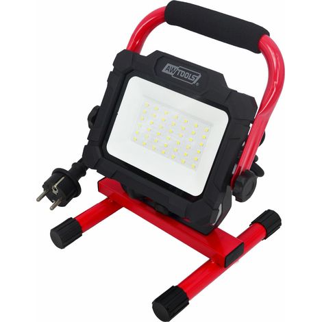 Reflector SMD LED portátil Awtools, modelo 30W, ideal para iluminación exterior, base tipo H, alta eficiencia energética, luz brillante y duradera, resistente al agua.