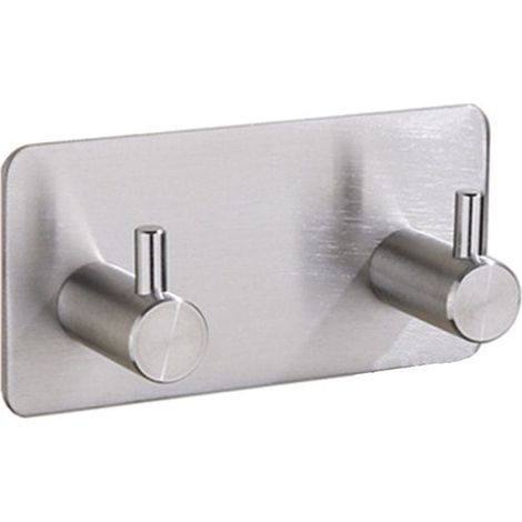 Crochets porte-serviettes autocollants pour salle de bain, nickel brossé, adhésifs, mats - type : lot de 1 (1/5)