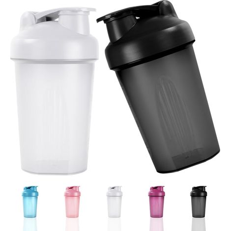 Shaker per proteine da 500 ml, confezione da 2 shaker con sfera miscelatrice, borraccia per frullati proteici, integratori alimentari in polvere, borracce sportive senza BPA