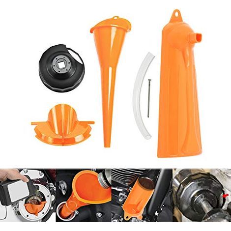 Entonnoir de remplissage d'huile carter d'entonnoir boîtier primaire entonnoir filtre à huile anti-goutte kit adapté pour Harley - (1/4)