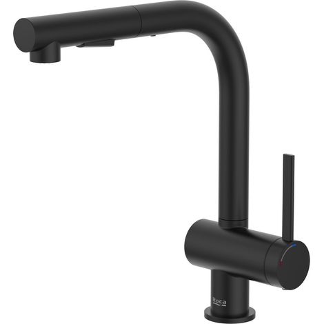 ROCA A5A851FNB0 ONA Grifo Monomando Cocina con Caño Extraíble Giratorio y Función Ducha Negro Mate - ref: A5A851FNB0 (1/2)