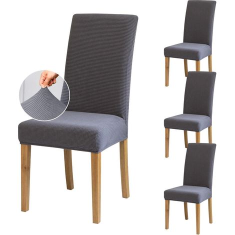 Housses de chaise extensibles, lot de 4/6/8, gris, lavables et réutilisables (1/5)
