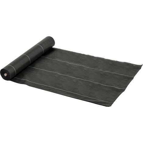 Toile de paillage géotextile 2 x 50 m, 100 g/m², noire, pour jardin. (1/5)