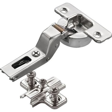 2 x Salice Topfband Serie 700 mit Dämpfer im Topf 110° Bohrbild T45 Innenanschlag inkl. Kreuz-Montageplatte Höhe 3 mm mit vormontierten Euroschrauben, Langlochverstellung Topfscharnier von SOTECH (1/5)