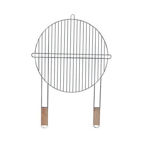Grille Barbecue - 1 Pièce - 46 Cm - Acier Chromé - Poignées Bois - Pour Barbecues Standards