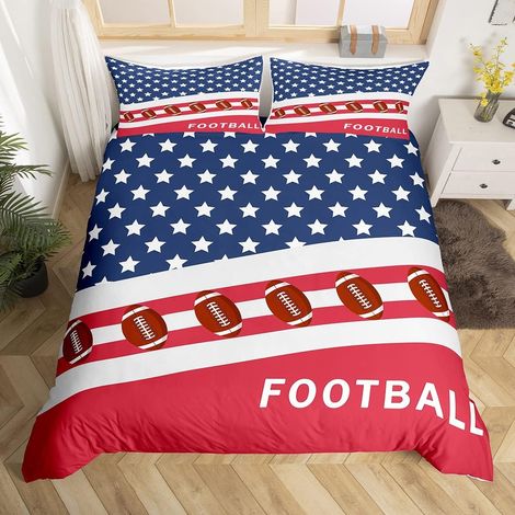 Football Sets de Housse de Couette Rugby Sports Parure de Lit 200x200cm Ball Jeux Housse de Couette pour Flag Basket avec 2 taies d'oreiller Parure Housse de Couette - 200 x 200 cm (1/5)
