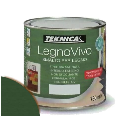 TEKNICA legno vivo smalto all'acqua per legno 750ml in gel vari colori - Colore: VERDE FORESTA
