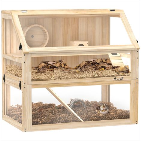 Cage pour rongeur Cage pour hamster 3 niveaux bois naturel 80 x (1/5)