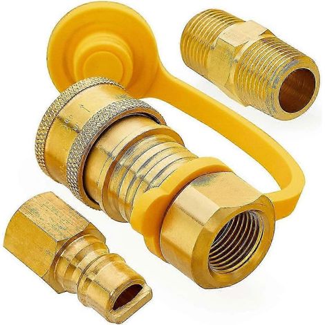 Raccords rapides pour gaz naturel 3/8 po, laiton massif 100 % pour tuyau de propane, déconnexion rapide K (1/5)