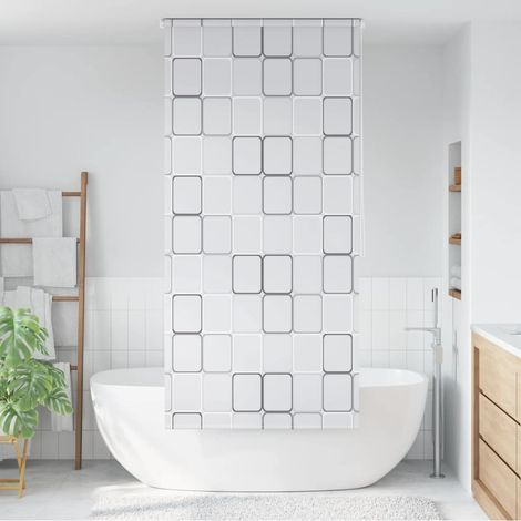 Store enrouleur de douche 80 x 240 cm à motif carré