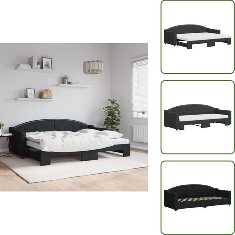 Divano letto 2 in 1 - vidaXL Divano Letto Estraibile con Materassi Nero 80x200 cm Tessuto - Letto estraibile