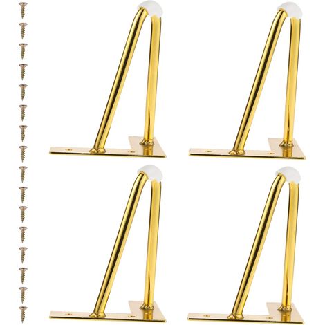 Patas para muebles, 4 patas de horquilla para mesas y sillas, para armar uno mismo, con 16 tornillos + 4 protectores de patas. (1/4)