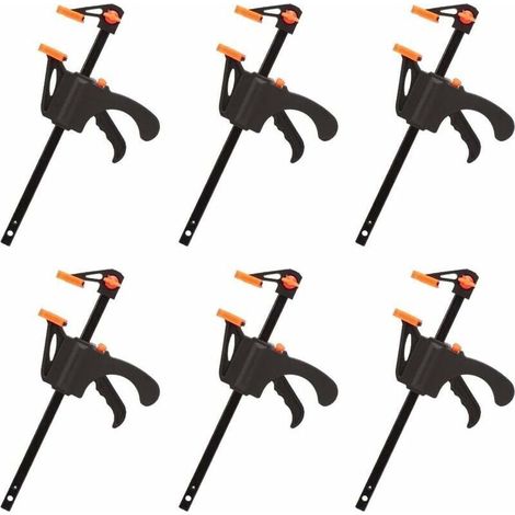Dstockage Lot de 6 Serre-joints en Forme de F, Serre Joint avec Serrage Rapide et Facile, Outils Main pour Menuiserie, Porte en Bois(4pouces) (1/5)
