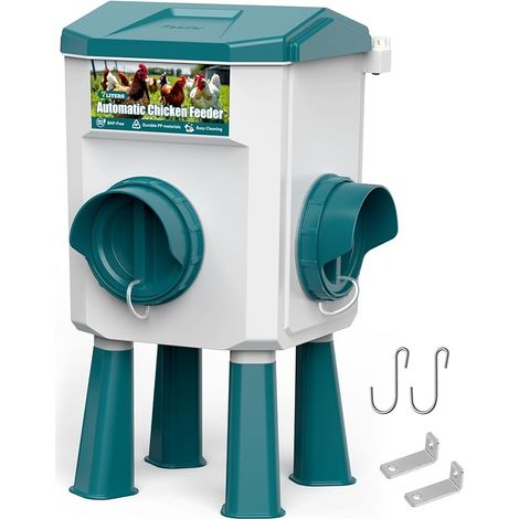 CHAMUTY 7 kg Automatic Chicken Feeder with No Waste 2 Ports, Chicken Seed Dispenser, Automatic Chicken Feeder for Chickens, Ducks, Geese, Birds (1/5)