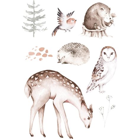 sticker mural animaux de la forêt marron  - ESTAhome (1/5)
