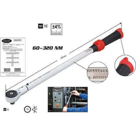 Llave dinamométrica Vigor V3899 negro 610 mm torque 60 320 Nm