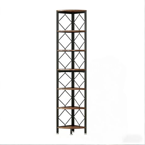 Estantería esquinera estrecha de 7 niveles para espacios pequeños, metal y madera 35 x 35 x 200 cm (1/5)