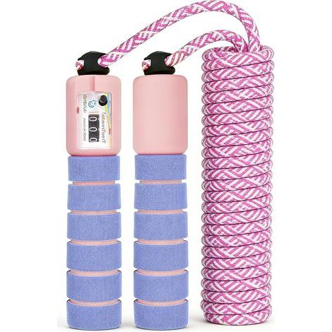 Corde à Sauter pour Enfants et Sport,Compteur et Poignées en Mousse Confortables - Corde de Fitness-Rose (1/5)
