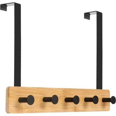 Appendiabiti da porta con 5 ganci, ganci per porta della camera da letto per appendere cappotti, giacche, accappatoi, borse e altro - Naturale