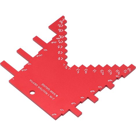 Jauge de profondeur de marche 2 en 1 en alliage d'aluminium avec marquages laser précis pour scie circulaire et défonceuse (rouge)