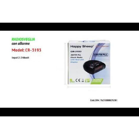 TrAdE Shop Traesio - Radiosveglia Con Allarme Radio Sveglia Fm Display A Led Rossi Cr-3193 Orologio -