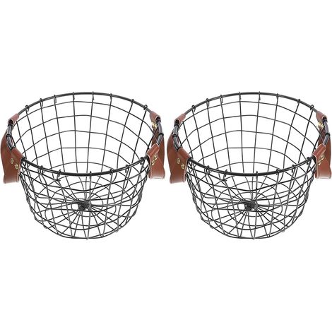 2 Pièces Panier de Rangement Rond Métal pour Bûches Robuste et Portable avec Poignées Faciles pour Intérieur et Extérieur Cheminée Patio Ferme et Décoration (1/5)