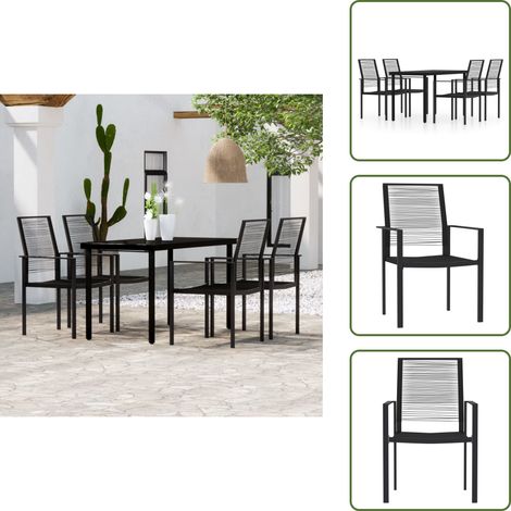 Arredamento da esterno - vidaXL Set da Pranzo da Giardino 5 pz Nero - Tavolo in vetro